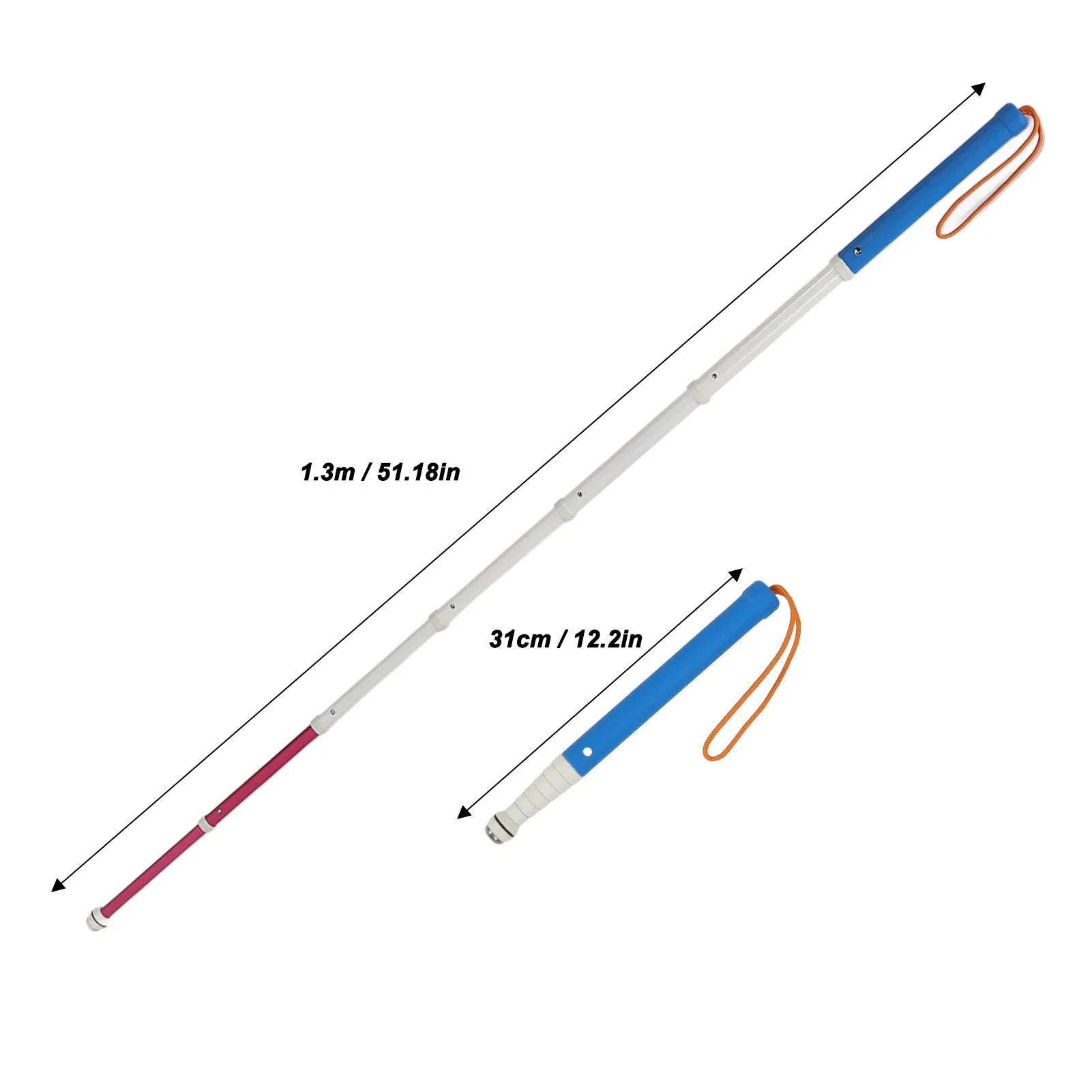 Blind Cane Reflective Titanium Alloy Foldable Easy Grip Lightweight Sturdy for Elderly Vision Impaired People Folding Blind Cane walking cane