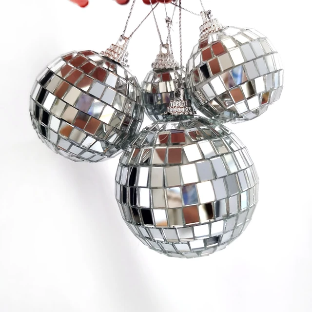 6 / 12 Stück Multisize Silber Spiegel Ball Disco Hängende Kugel  Weihnachtsfeier Ornamente Bälle Home Fun 90s Party Dekorationen