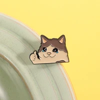 Thumb Up Crying Cat Enamel Pin Kawaii Humorous Animal Brooch Lapel Backpack Badge Funny Jewelry Gifts For Cat Lovers Friends 4