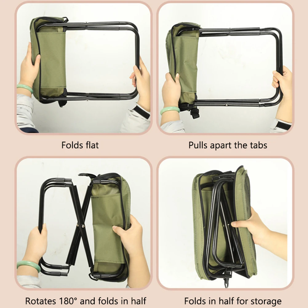 Portable Folding Stool with Mesh Bag for Camping Hiking