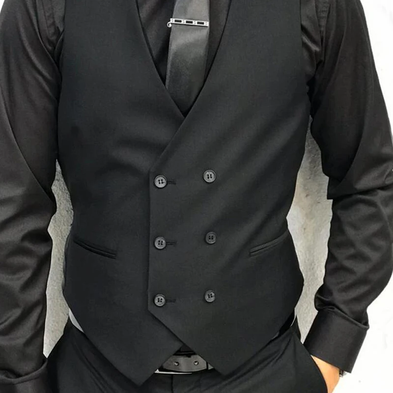 Double Breasted Suit Men Men's Black Double Breasted Suit Vest For