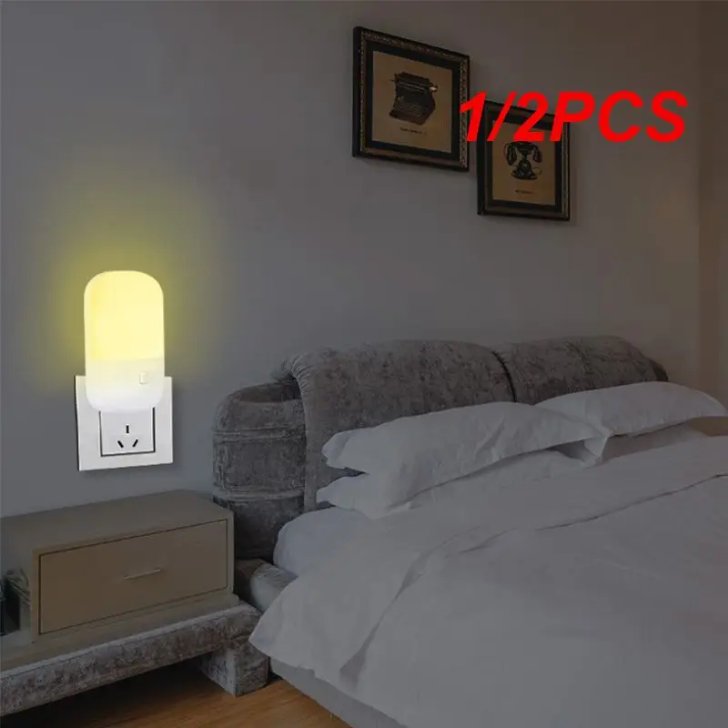 

1/2PCS LED Night Light EU/US Plug-in Switch Lamp Nightlight Energy Saving Bedside Lamp For Children Bedroom Hallway Stairs Decor