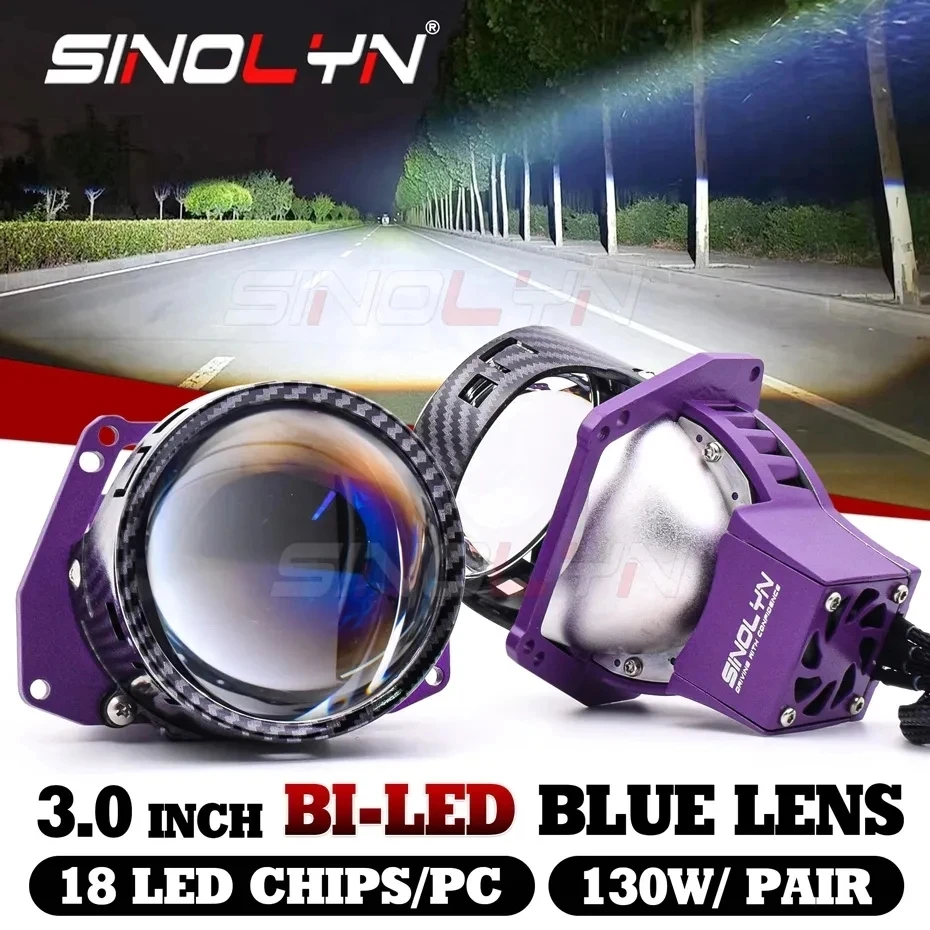 Sinolyn 3 Inch 19000LM Angel Eyes Blue Bi LED Lenses Car Lights Car Headlights Projector For Hella 3R LED Lights Car Accessories