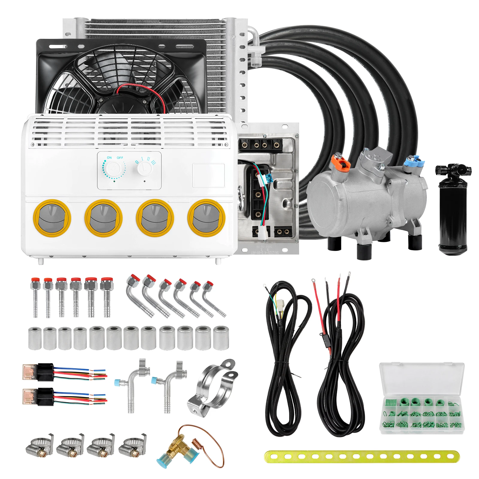 

RV65F 12V/24V car wall mounted evaporator electric A/C unit, for RV, bus, truck, van, excavator, agricultural vehicle, etc