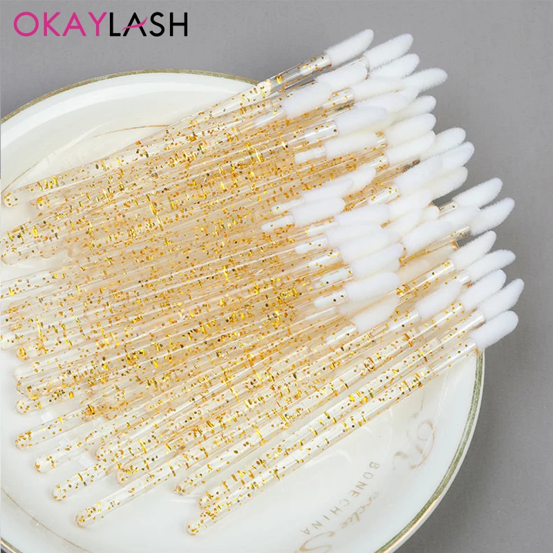 Disposable Glitter Lip Gloss Brush Eyelash Extension Cleaning Brushes Crystal Lipstick Applicators Cleaner Makeup Tools