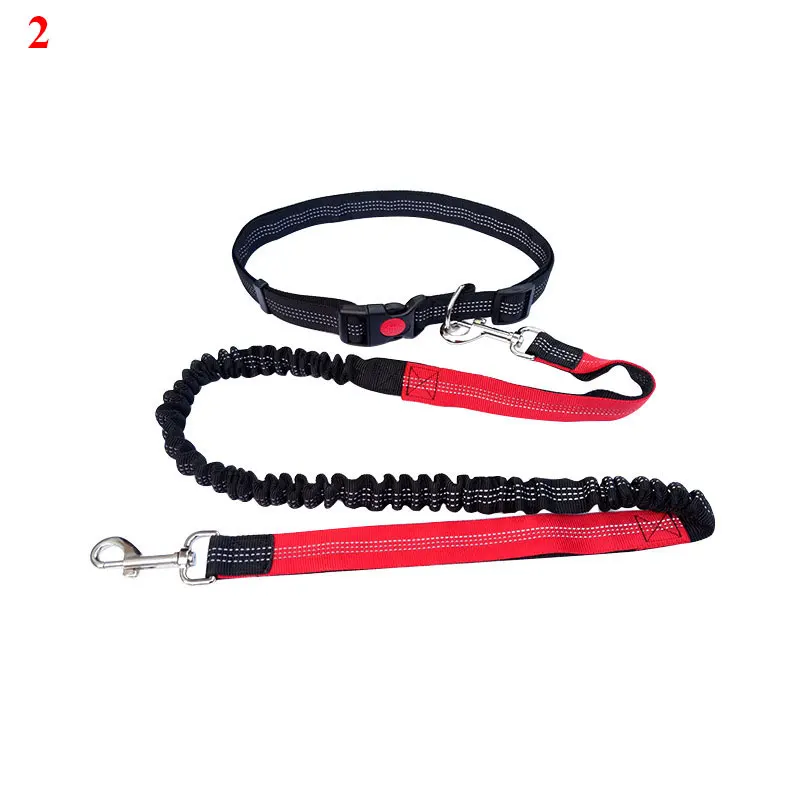 2021 Adjustable Reflective Leash Traction Rope Pet Dog Running Belt Elastic Hands Freely Jogging Pull Dog Collar D-ring Leashes 