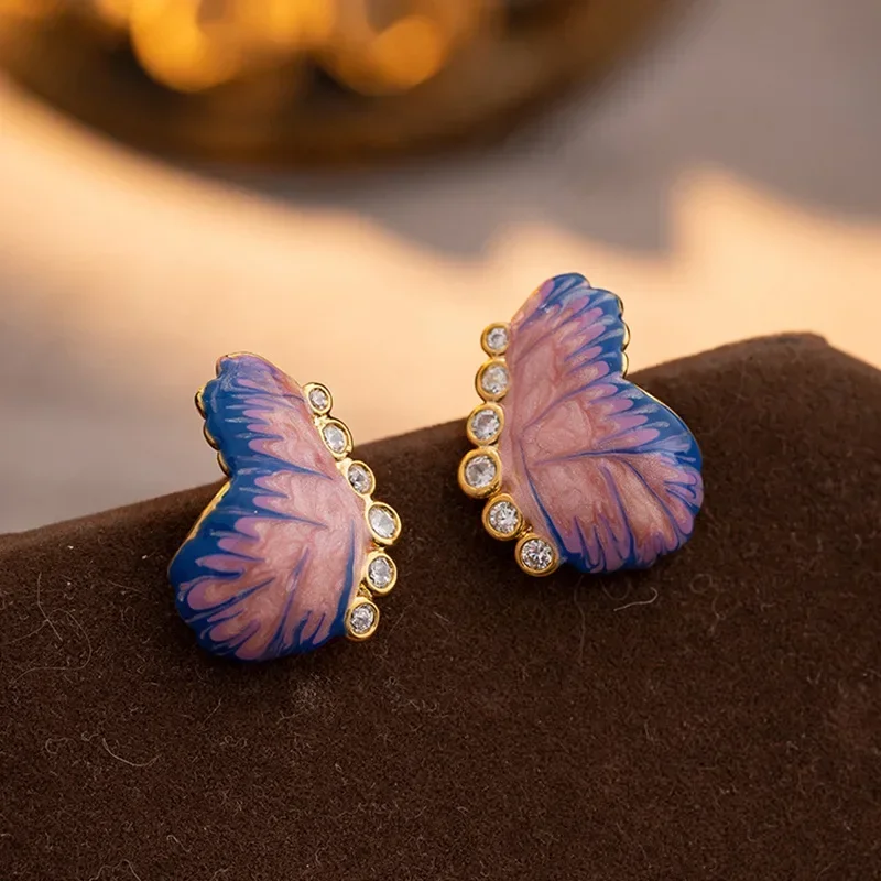 

Light luxury fashion retro butterfly earrings for women