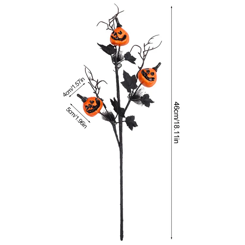 1/3/5Pcs Halloween Branches Artificial Pumpkin Maple Leaf Stem Flowers Halloween Party Decoration For Home DIY Vase Photo Props