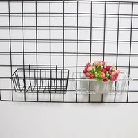 Metal Decorative Storage Basket DIY Iron Grid Flower Pot Hanging Shelf Wall Art Mounted Frame Mesh Display Rack Home Decoration 2