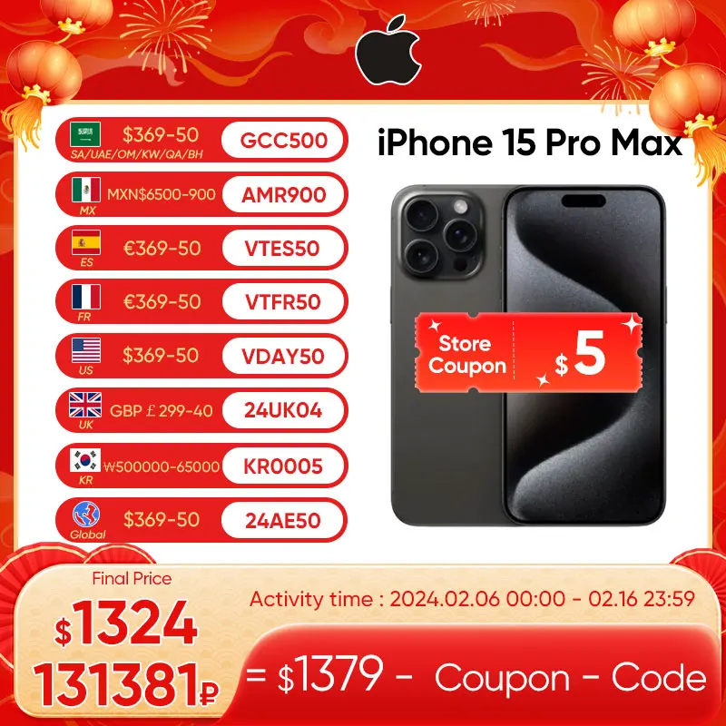 2023 Originale Apple Iphone 15 Pro Max 8Gb Ram 256Gb/512Gb/1Tb Rom A17 Pro Chip Bionico 6.7 ''120Hz Super Retina Xdr Display Nfc
