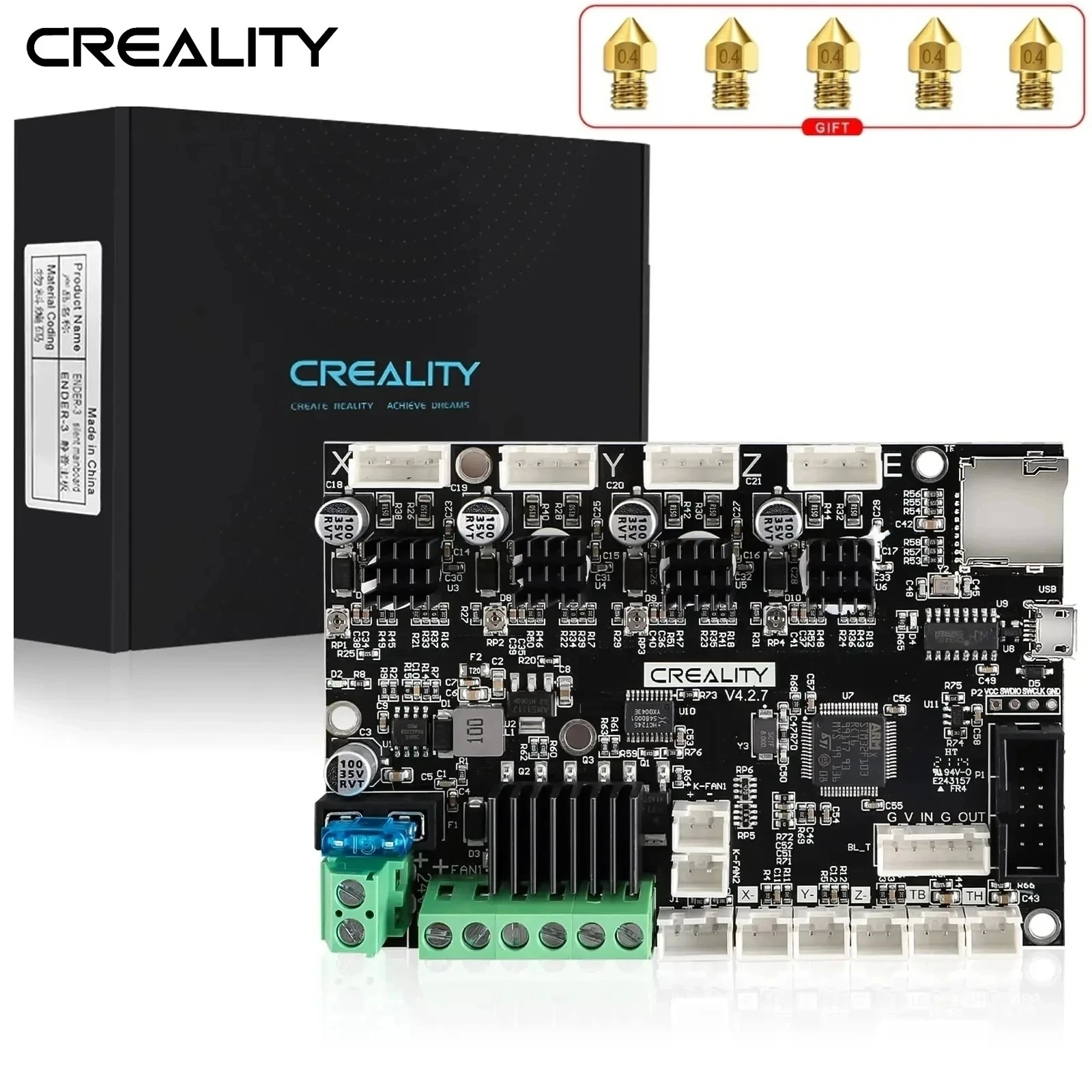 

Creality 3D Printer Silent Mainboard 32 Bits V4.2.7 Mute Motherboard for Ender-3/Ender-3Pro/ Ender-5/Ender-3 V2