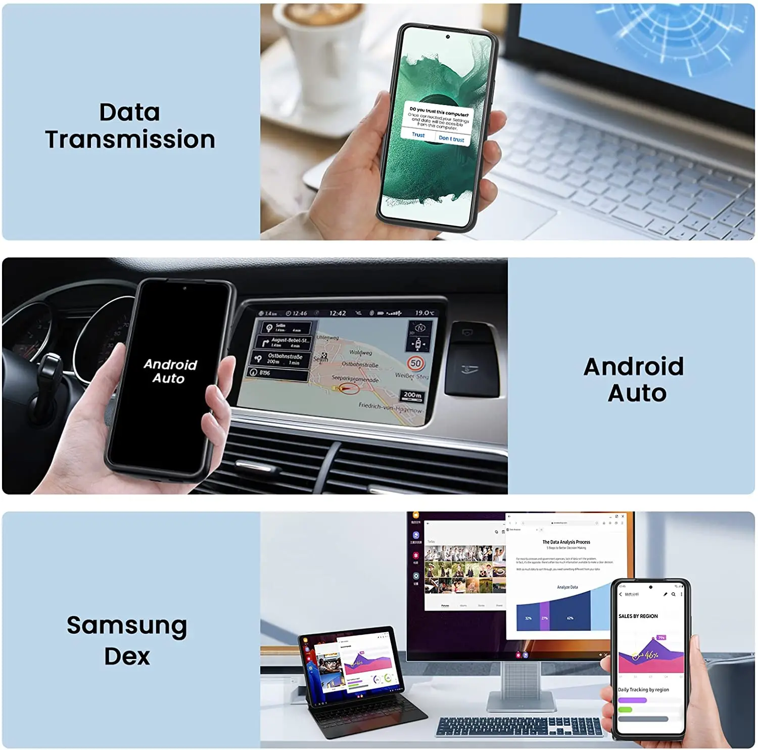 NEWDERY 갤럭시 S22 배터리 케이스, Qi 무선 충전 케이스, 안드로이드 자동 전송 데이터 지원, 4700mAh