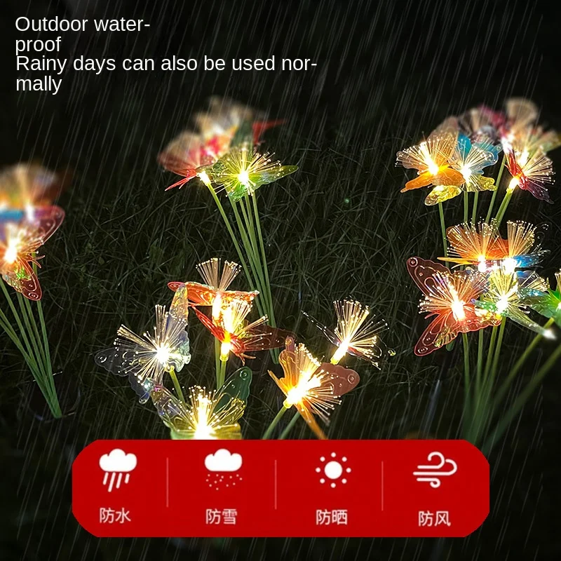 2pcs Butterfly Solar Lights Outdoor Decorations Waterproof Solar Garden Lights Christmas Party Outdoor Lighting Decoration