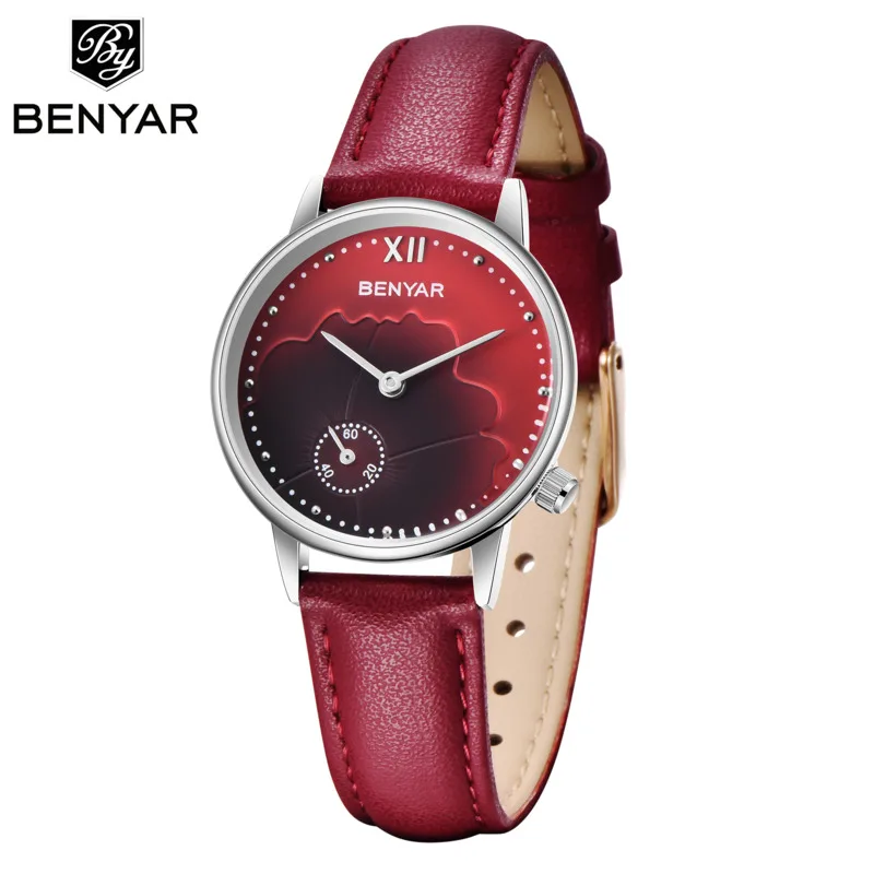 

BENYAR Luxury Brand Quartz Watch For Women Leather Band Men Watch Analog Wrist Watch Montre Femme Wholesales Relaxo Femino