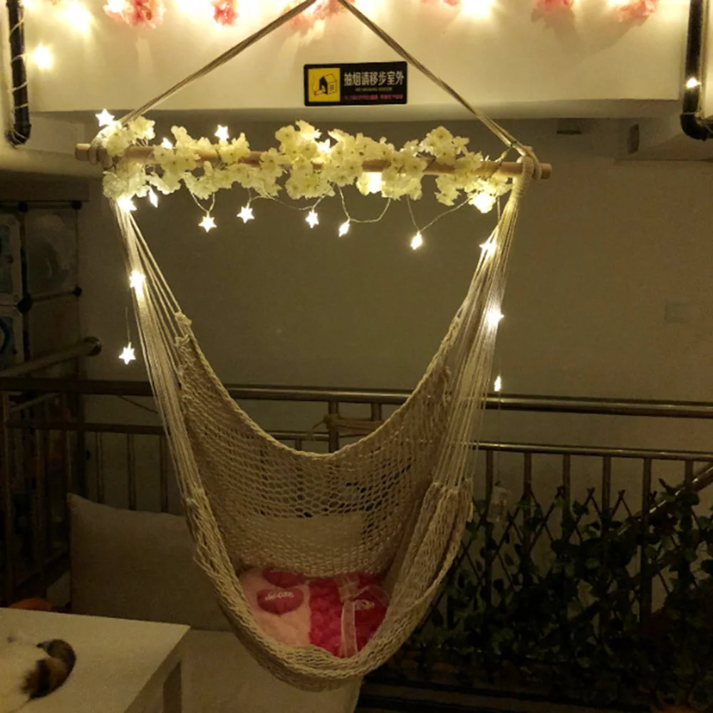 Indoor Outdoor Large Cotton Rope Hanging Chair Solid and Compressive Resistance Practical Natural White Comfort Swing Chair