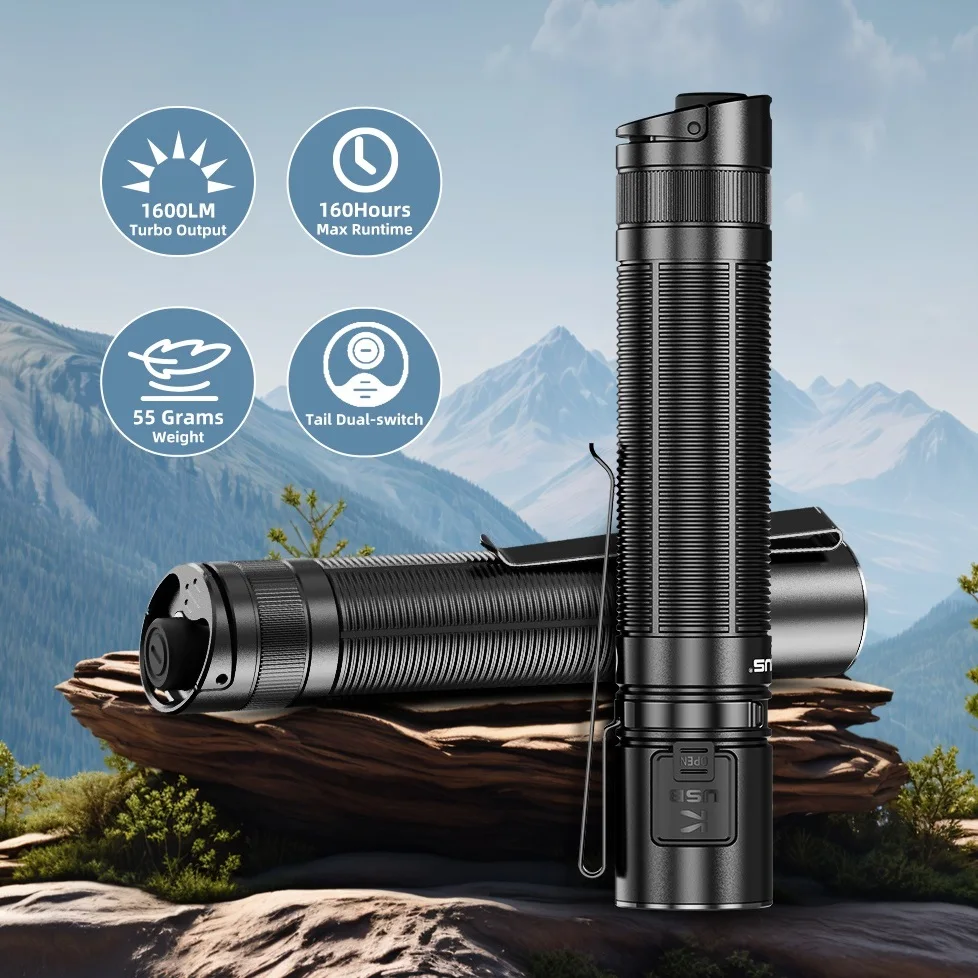 Rechargeable LED Flashlight 1600 Lumens for Camping and Self Defense