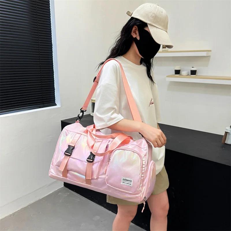 Pearl Glossy Gym Bag Women Fitness Training Handbag Waterproof Yoga Bags Wet Dry Separation Swimming Pack Female Travel Tote Bag 6