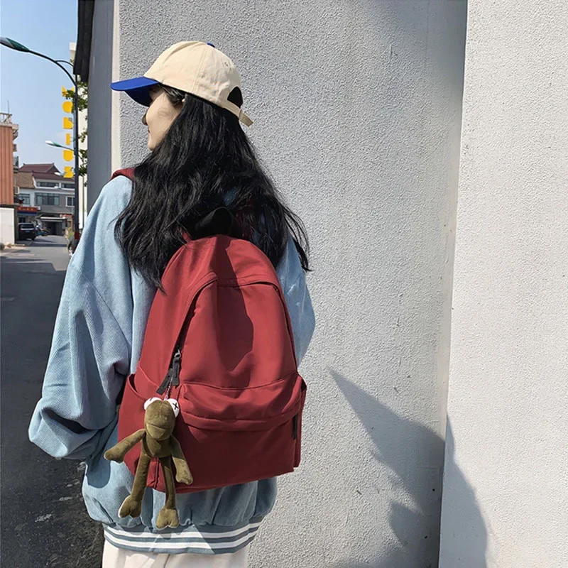 Women Backpack School Solid Waterproof Nylon Black Drop Shipping Kawaii Teenager Girls Travel Zipper Laptop Bag Female Bookbag