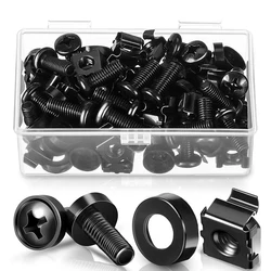 50 - Piece Stainless Steel Rack Mount Screw & Cage Nut Set with Nylon Washers (50Set)