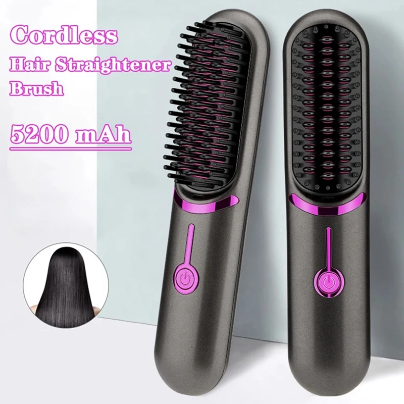 

Wireless Hair Straightener Brush Fast Heated Straightener Brush Third Gear Adjustable Hair Curler Portable Heating Comb