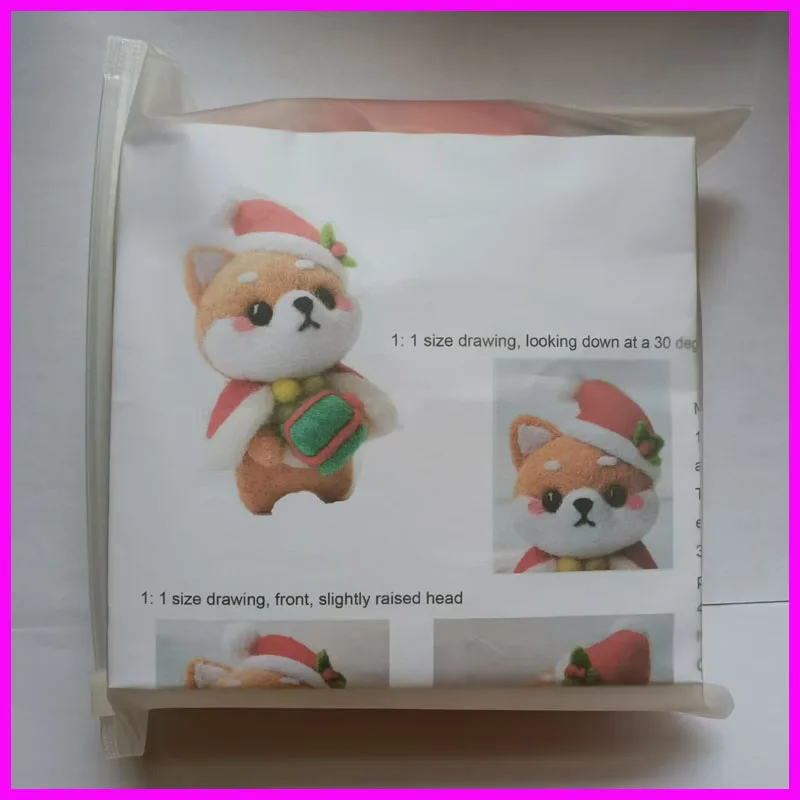 Christmas Shiba Inu needle felted wool kit,merino wool to felting,wool fiber for felting,felt for needle felting set