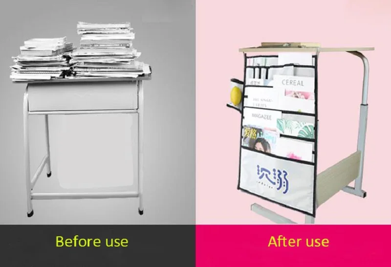Newest Multi-function desk artifact book storage bag Student desk book hanging bag