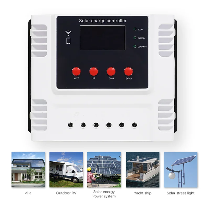 Solar Charge Controller 10A/20A/30A/40A/50A App Real-time Data Monitoring LED Display Intelligent 12V/24V/48V Solar Controller solar battery charge controller