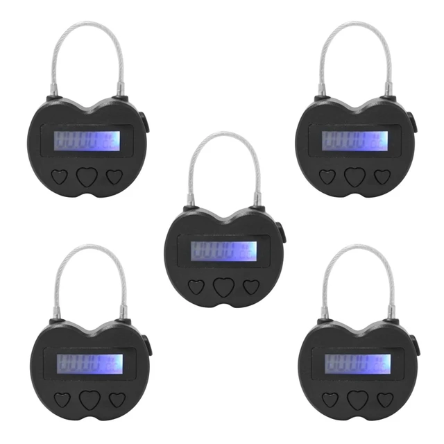 5X Smart Time Lock LCD Display Time Lock Multifunction Travel Electronic Timer, USB Rechargeable Temporary Timer Padlock 1