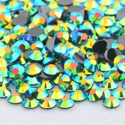 Vibrant Jelly Pink AB Flatback Rhinestones for DIY Nail Art and Crafts (A58 Black Green AB)