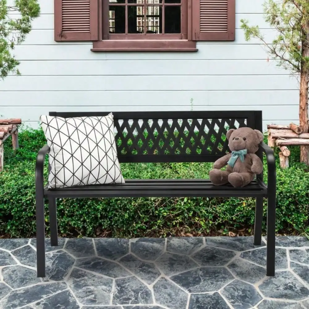 Weather-Resistant Garden Bench with PVC Backrest 3
