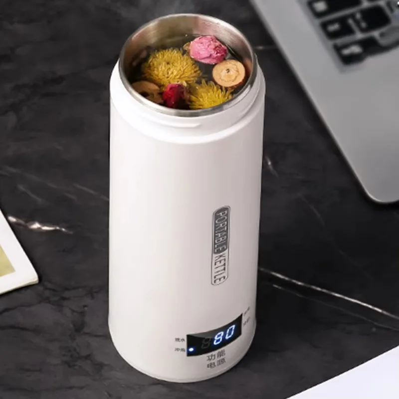 450ML Portable Electric Kettles Tea Coffee Kettle Mini Travel Boil Water Stewable Keep Warm Appliances Thermo Anti-Scald Bottle 2