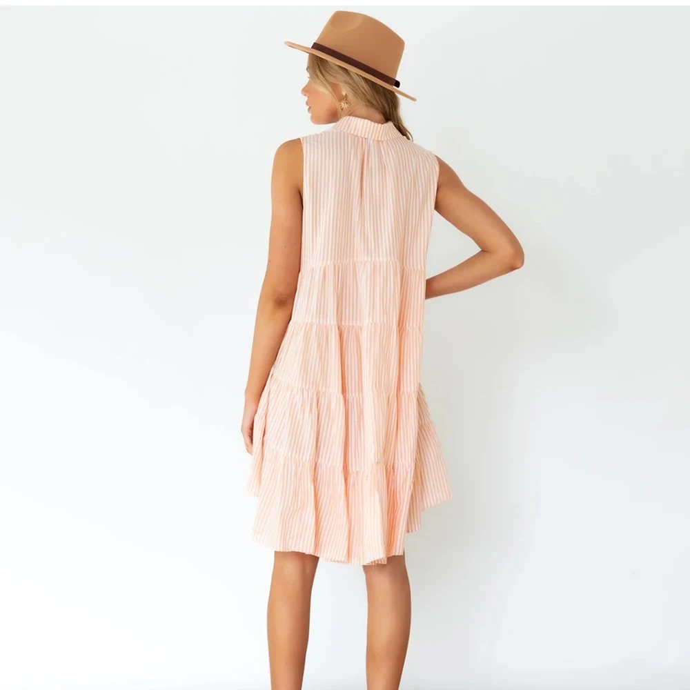 Fashion Women Summer Dress Casual Loose Striped Mini Dress Lady Elegant Sleeveless Beach Party Dresses For Women Robe Femme 2022 jumper dress