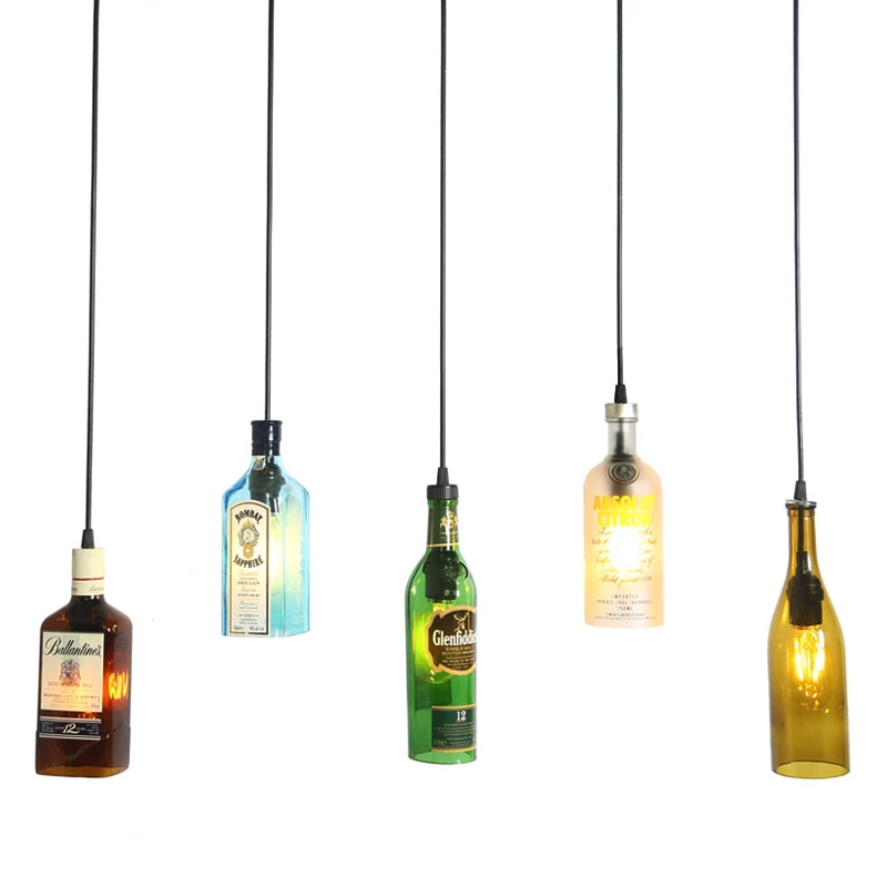 Gin Bottle Hanging Pendant Lamp