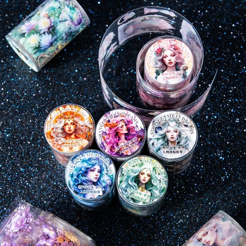 PET 드림 로맨스 걸 캐릭터 핸드북 소재 루프 페이스트, DIY 용품, 스크랩북 접착제, 1 롤 테이프, 2M, 50mm * 2m