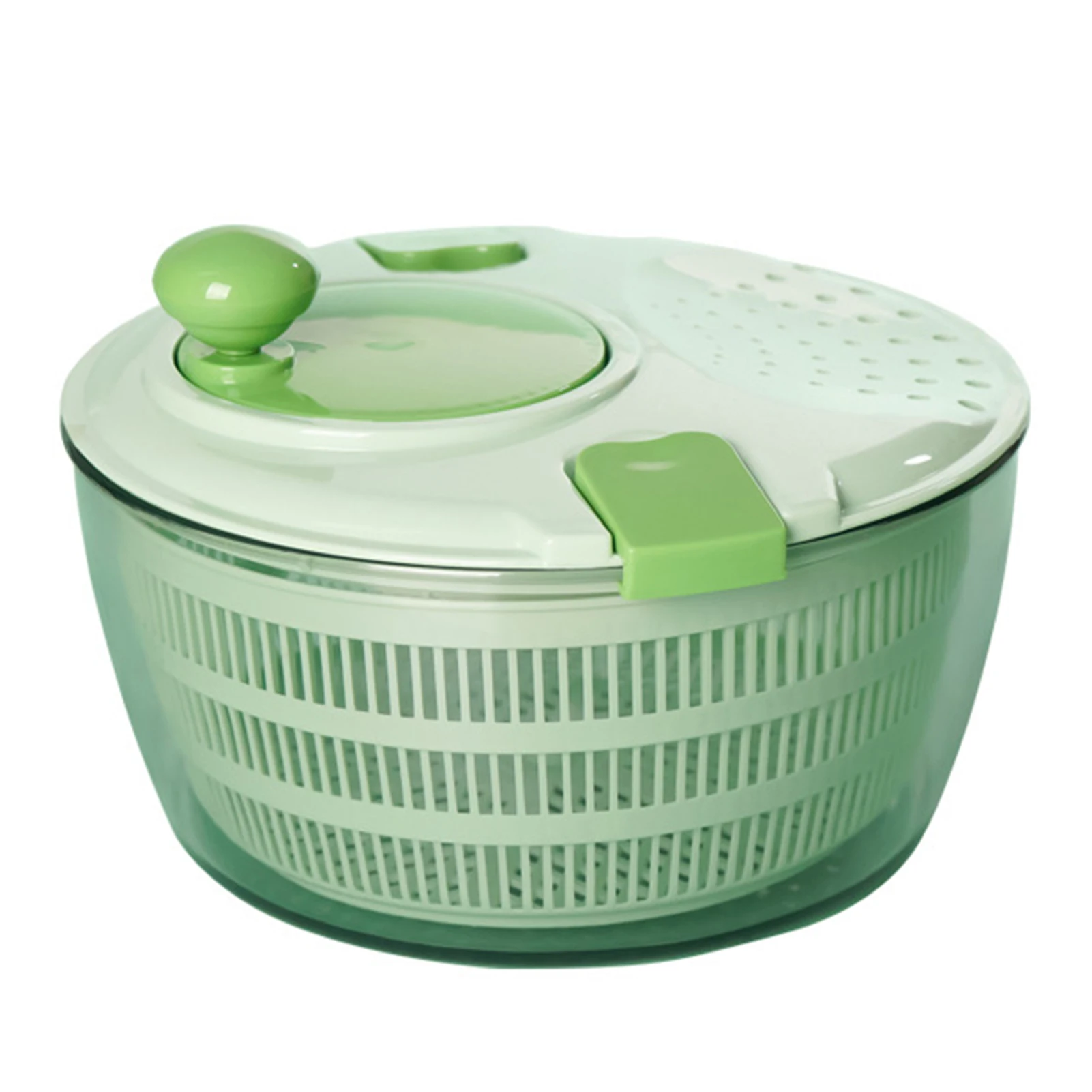 Green Cover Salad Dryer Bowl With 4L Reusable Veggie Washing Strainer For Vegetable Washing