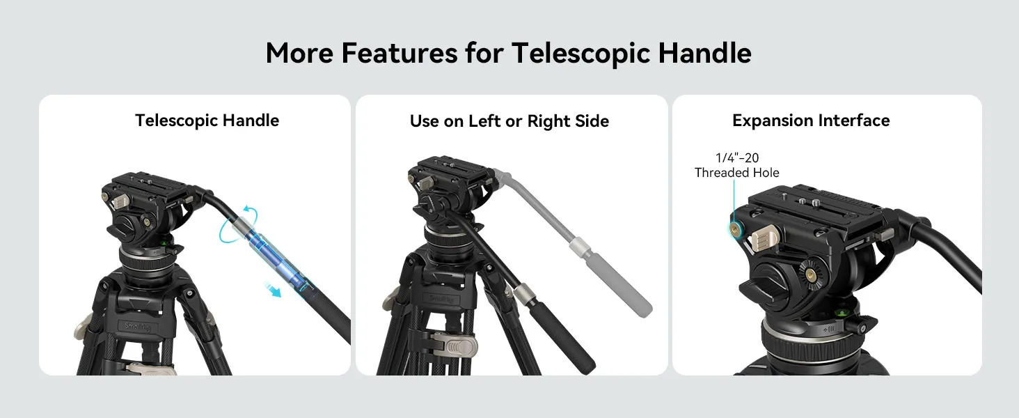 DH10 Heavy Duty Tripod Fluid Video Head with Flat Base Adjustable Handle for Ma