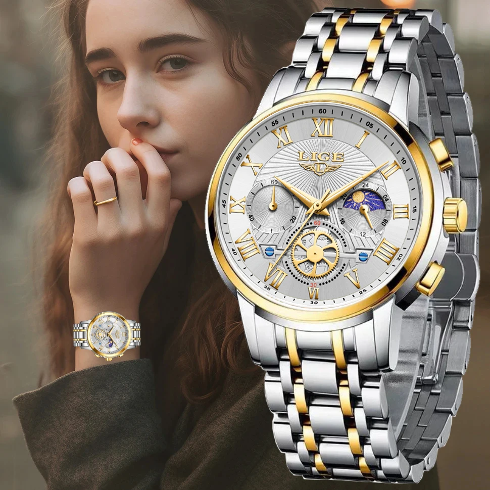 Lige New Creative Steel Women'S Bracciale Orologi Da Polso Ladies Top Luxury Women Watch Fashion Waterproof Femogio Feminino