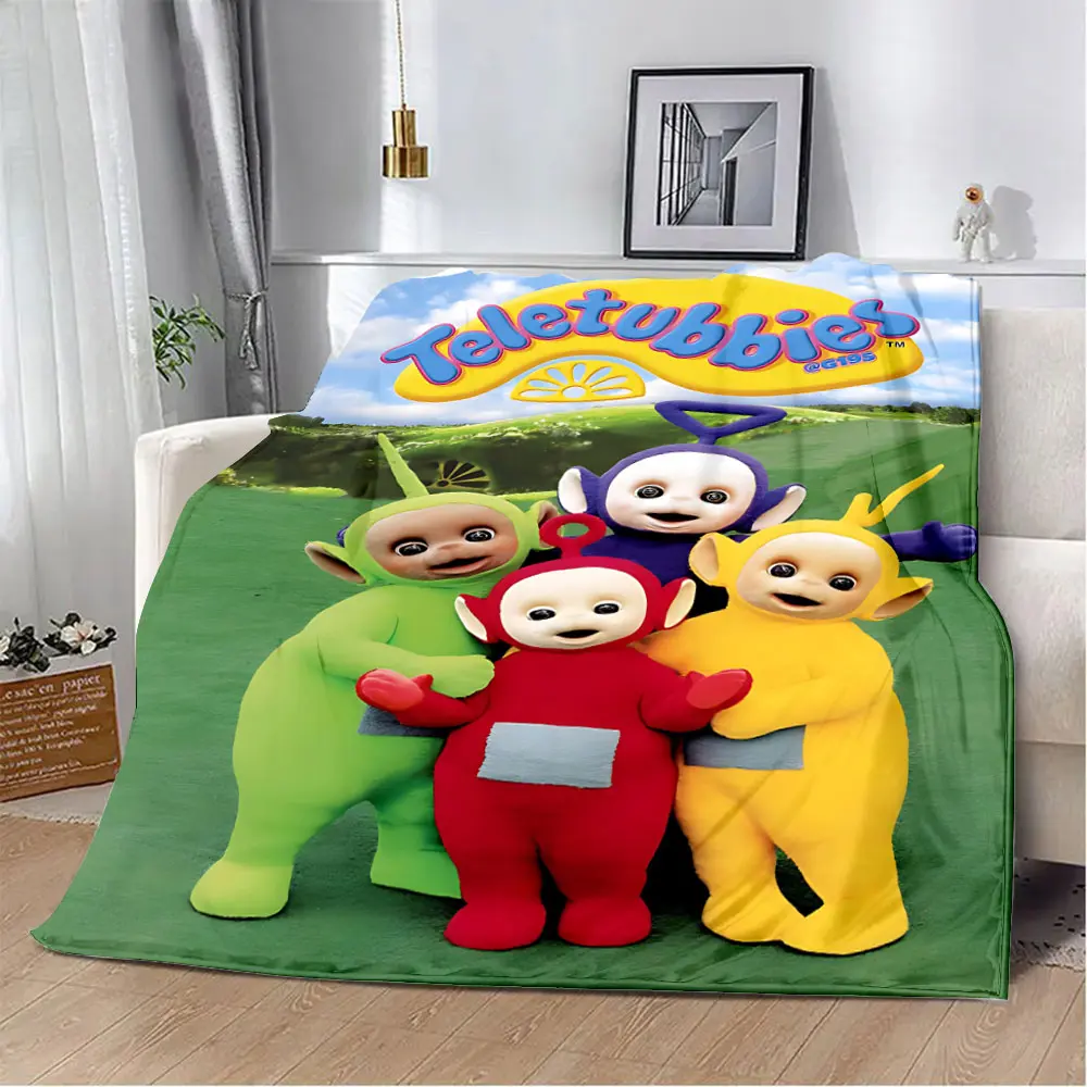 M-Meet The-Teletubbies Cartoon Logo Children Printed Blanket Picnic Blankets Warm Blanket Soft and Comfortable Blanket Home 3