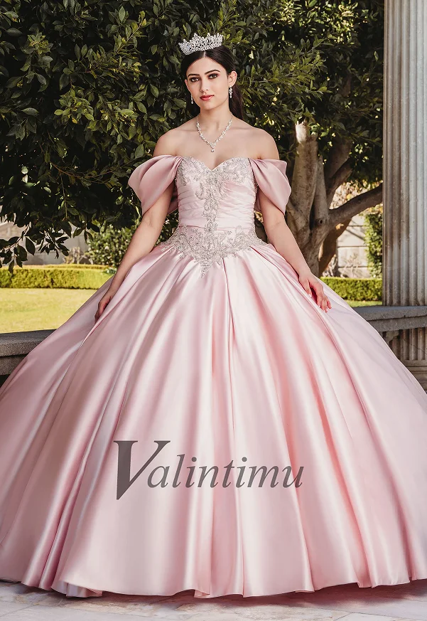 Valintimu Modern Sweetheart Quinceanera Dress for Girl Satin Off the Shoulder Ball Gown Lace Up Vestidos De 15 Anos Customized
