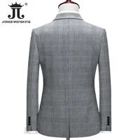 ( Blazer + Pants ) High-end Brand Boutique Classic Plaid Men's Formal Business Suit 2Pcs Set Groom Wedding Dress Show Stage Suit 2