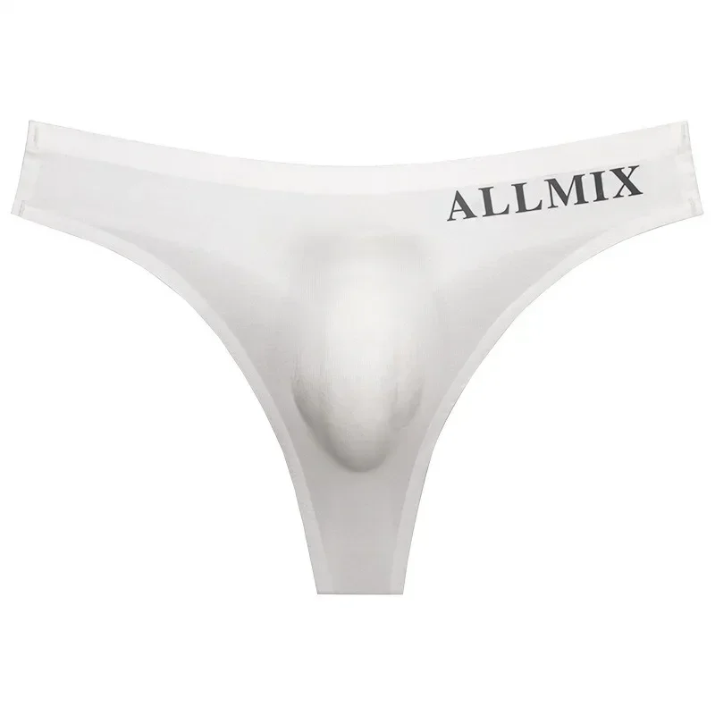 Ice Silk Seamless G-string Men Sexy Bulge Pouch Underwear Soft Panties Breathable Underpants See Through Lingerie Low Rise Thong