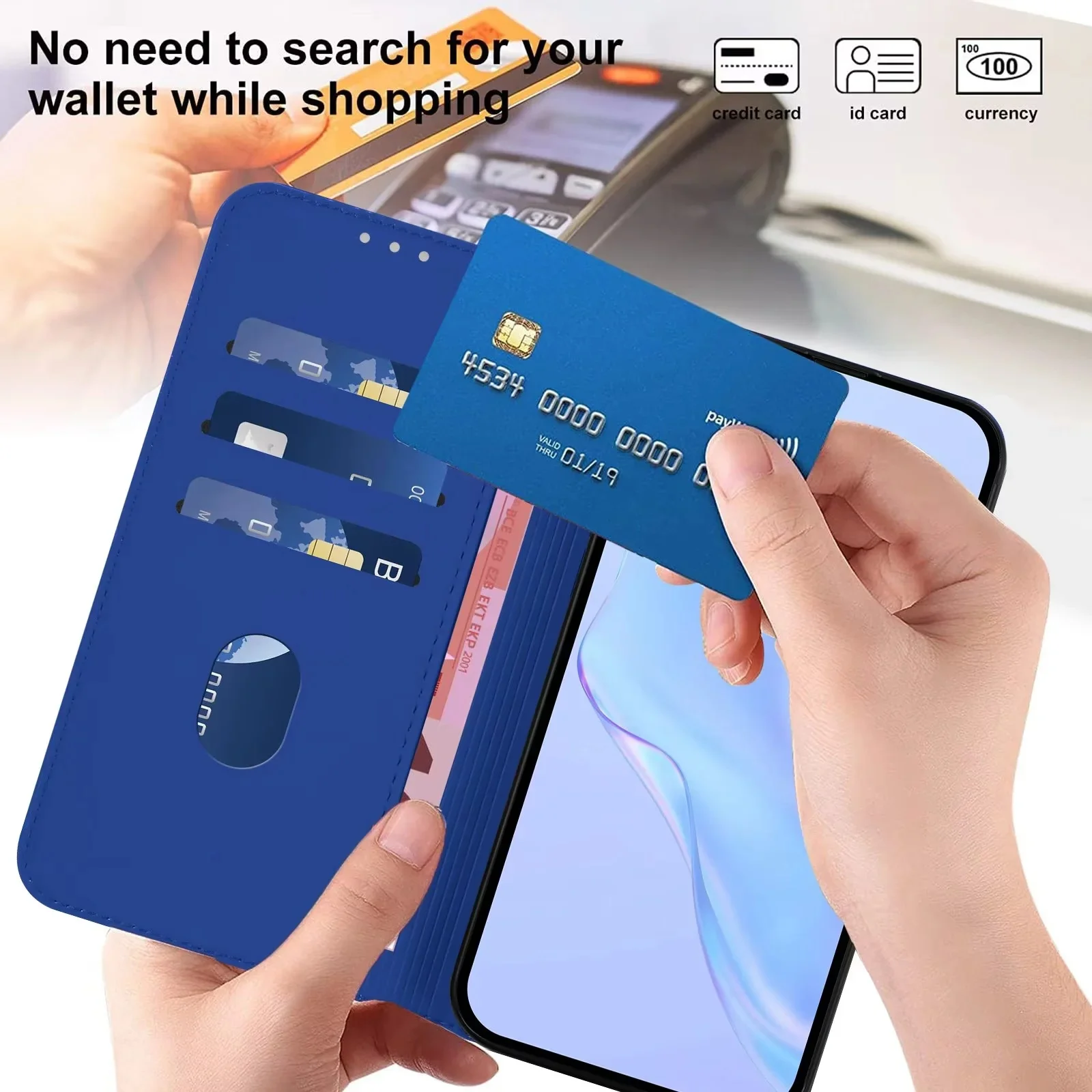 Premium PU Leather Wallet Flip Phone Case - Elegant Protection Cover