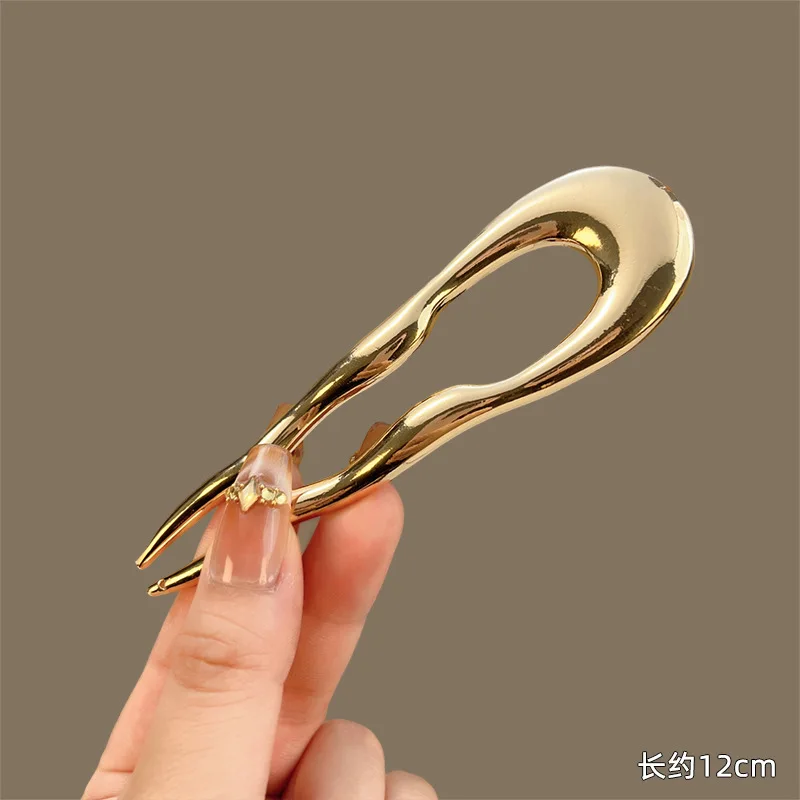 Modische Metall-U-förmige Haarstäbchen Geometrische Unregelmäßige Legierungs-Haarspangen Einfache Kopfbedeckung Haaraccessoires für Frauen und Mädchen – Detail 10