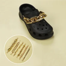 

1Pcs Croc Shoes Charms Gold Silver Bling Black Chain Shoe DIY Metal Decoration Pendant Buckle For Gift Shoelace Accessories