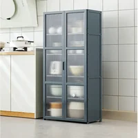 Bamboo Storage Shelf for Kitchen, Transparent Visual Cabinets, Solid Structure Shelves, Organized Supplies, Home Fashion 1