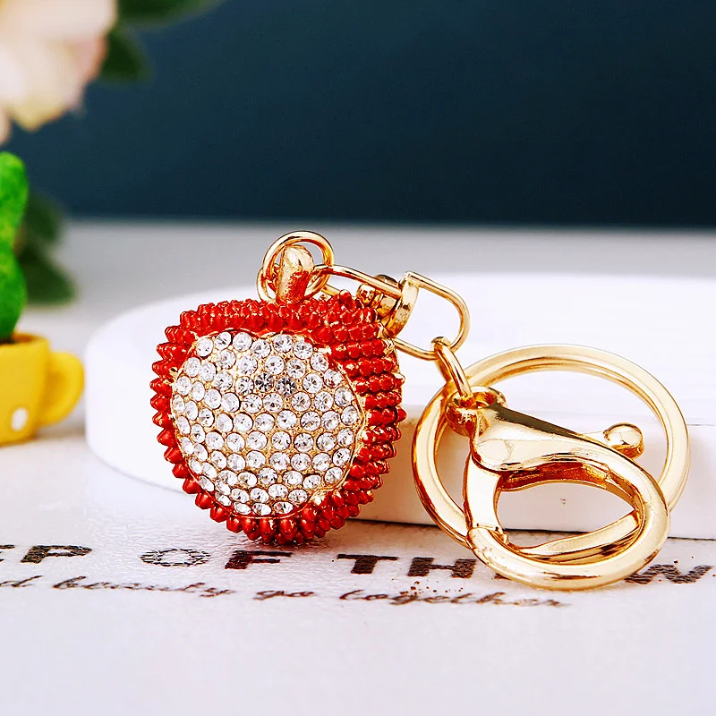 3D drahokamu ovoce klíčenka pitaya/litchi/strawberry/pineapple/mangosteen kroužek na klíče přívěsky pro ženy kabelka dekorace šperků dar