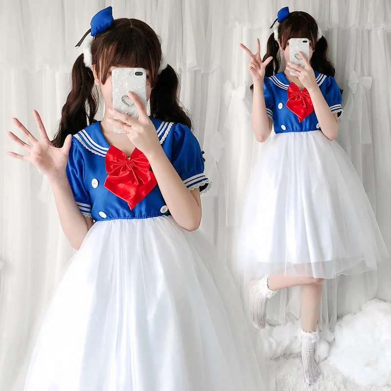 

Naval Leader Maid Dress for Women Anime Cosplay Vestidos Cute Lolita Japanese Short Sleeve Disfraz Party Event Makeup Ball