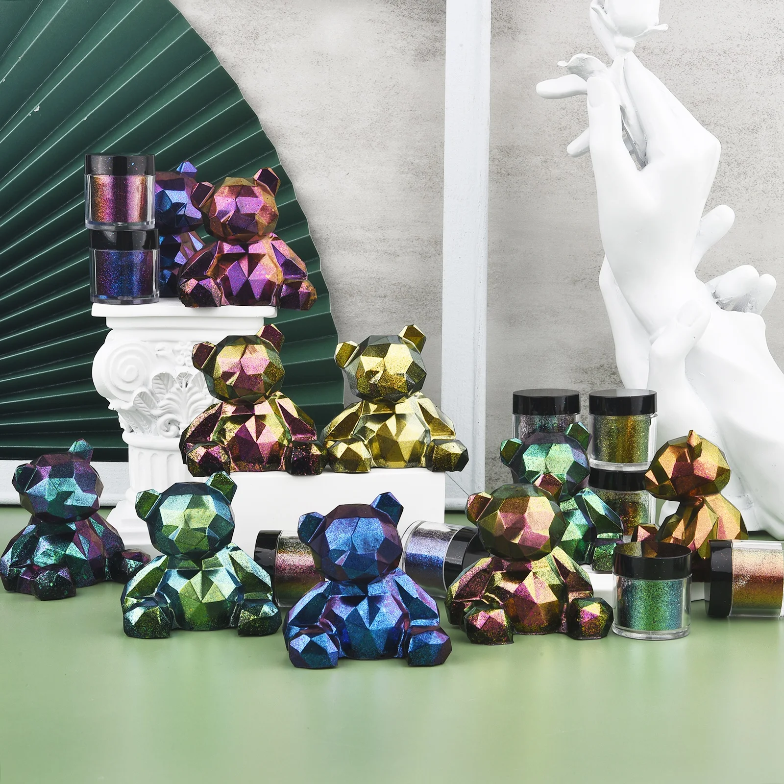 Mirror Chameleons Pigment Pearlescent Epoxy Resin Glitter Magic Discolored Powder Resin Colorant Jewelry Making Dye Tools