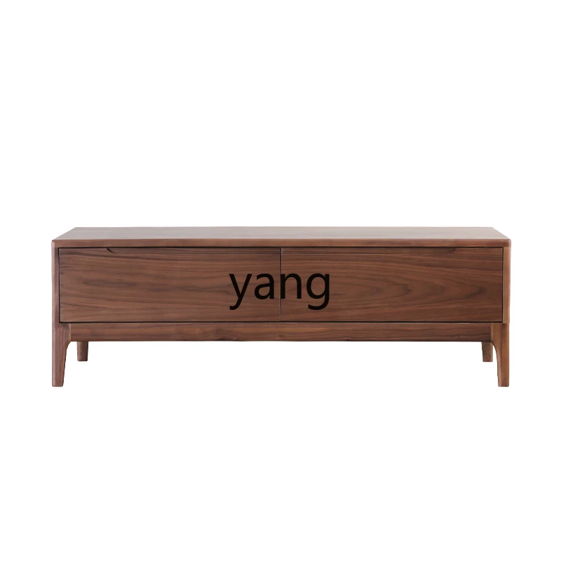 

LMM Black Walnut Wooden Tea Table TV Cabinet Unit Small Apartment Modern Simple Full Real Wooden Tea Table