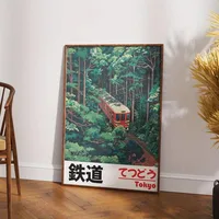 Retro Japanese Landscape Canvas Printing Asian Art Railway Wall Art Poster Modern Living Room Bedroom Bathroom Home Decor 3